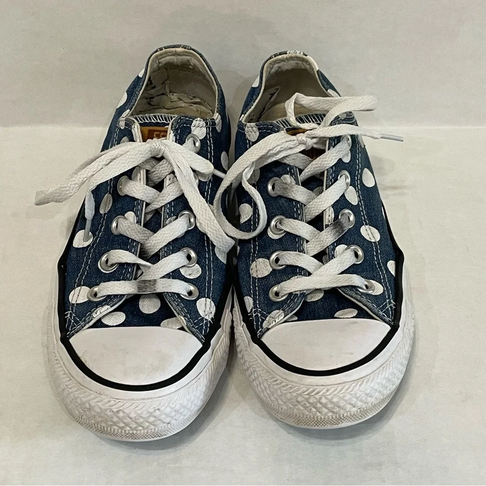 Converse All-Star Navy White Polka Dots Canvas Sneakers Shoes Unisex 4 (M) 6 (W) - Picture 2 of 8